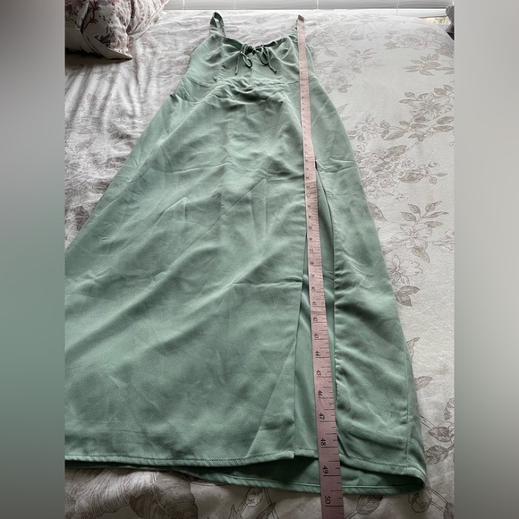 Abercrombie Corset Lace Up Midi Dress Sage Green Small Tall Feminine Fairy Boho - Picture 4 of 10